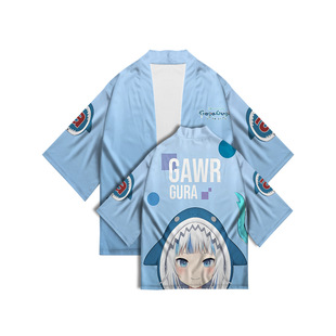 Virtual Anchor Little Shark Gura Digital Printing Summer Three-Quarter Sleeve Kimono Cardigan Japanese Style Kimono