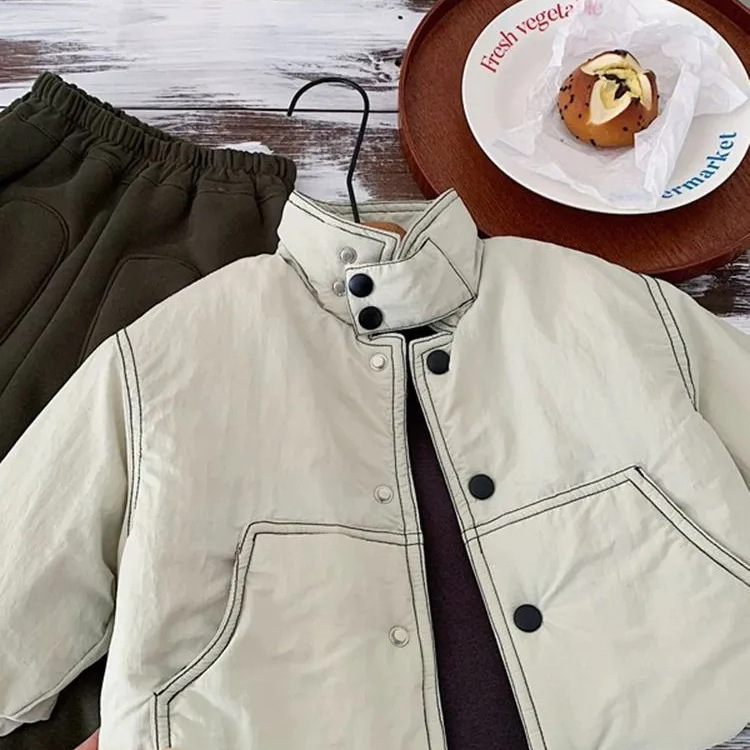 儿童棉衣男女童2025秋冬兔毛加厚棒球宝宝痞帅加绒外套小...