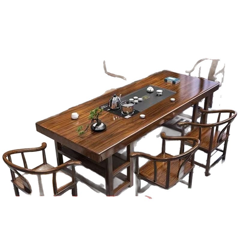 Mesa de té de madera maciza combinación de una mesa de té de cinco sillas mesa de té mesa de té hervidor de agua integral nuevo estilo chino image 6