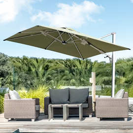 跨境高端户外遮阳伞3*3大型户外伞暖白光水箱太阳伞方形罗马伞