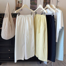 十三行夏季新款日韩小个子阔腿裤休闲九分裤质宽松裤子女装批发