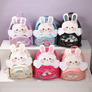 Paragraphs selling model of rabbit pu rainbow children learn clothes big backpack backpack children books to receive package