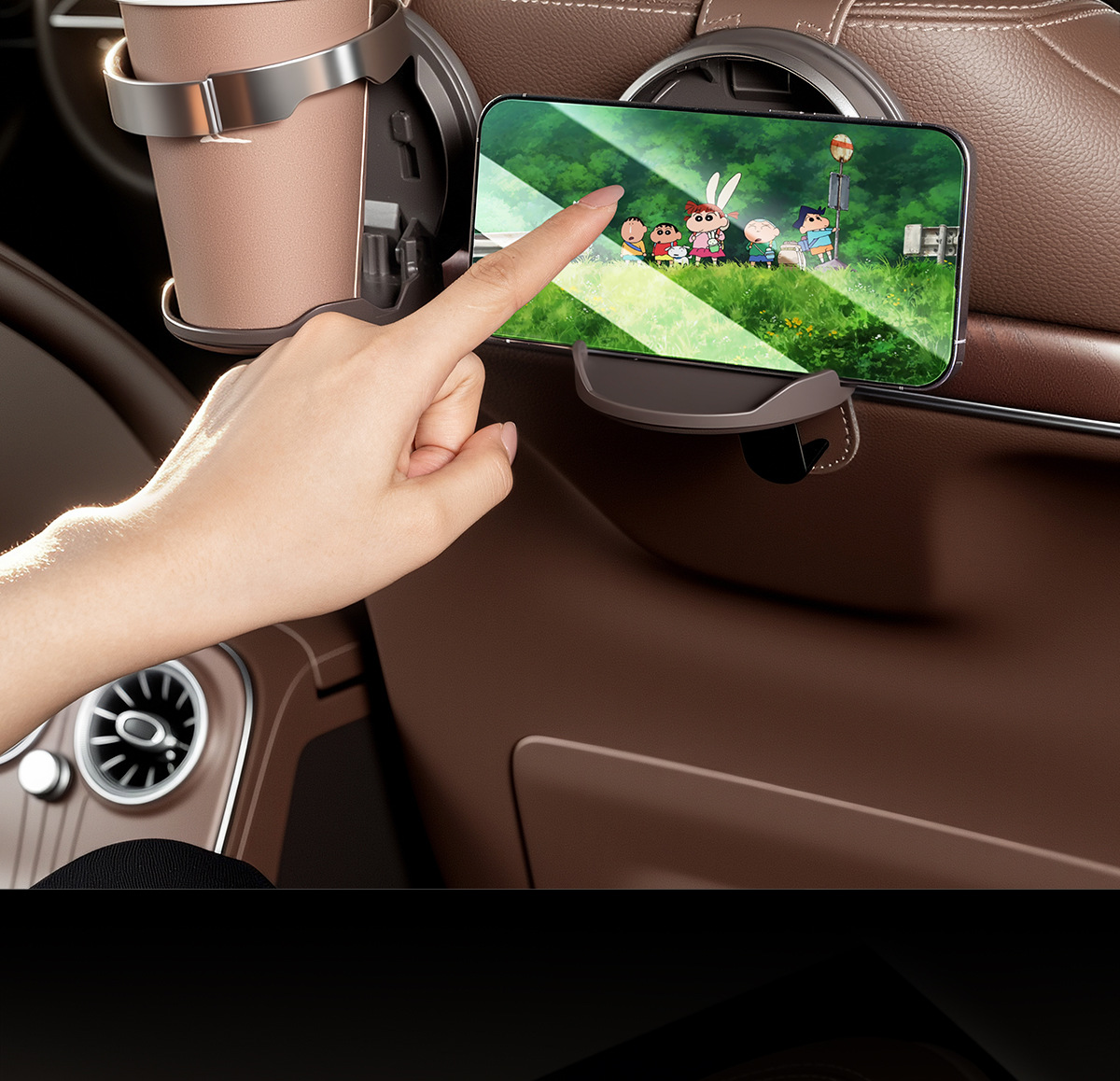 Car seat back cup holder hook, multifunctional rear seat beverage rack, umbrella storage accessory