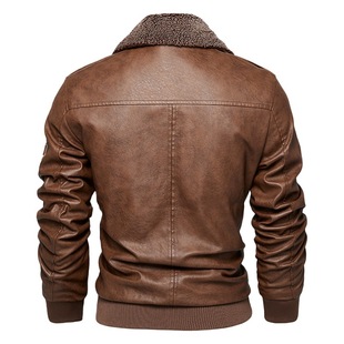 Cross-border Amazon Men's Leather Jacket Men's Autumn and Winter Korean Slim-fit Fashionable Handsome Motorcycle PU Leather Jacket Men's Wear