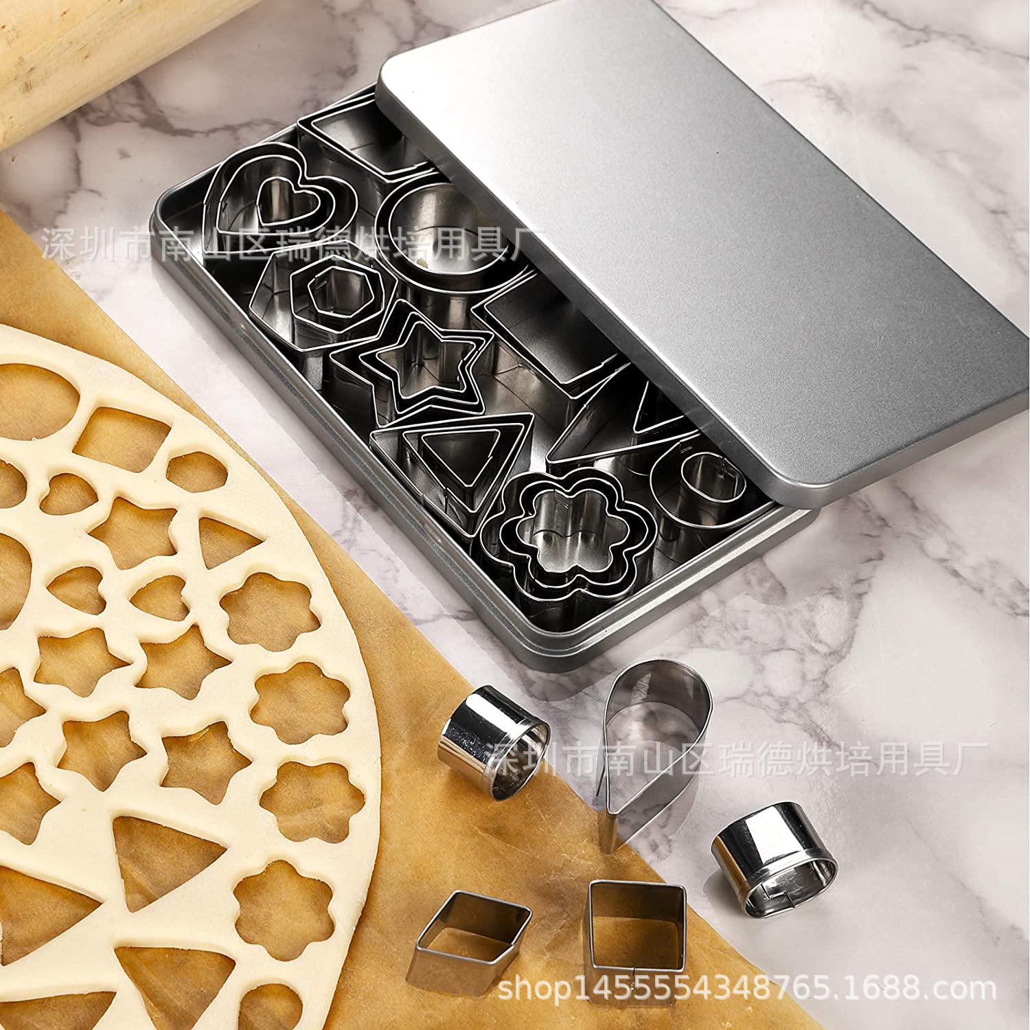 30-Piece Set of Iron Box Cookie Molds DIY Baking Mini Cookie Chocolate Cake Stainless Steel Cutters