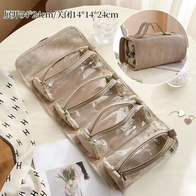 高見えする化粧品バッグ収納パーティション化粧品バッグ女性のポータブル分類防水折りたたみ取り外し可能な層状トイレタリーバッグ|undefined