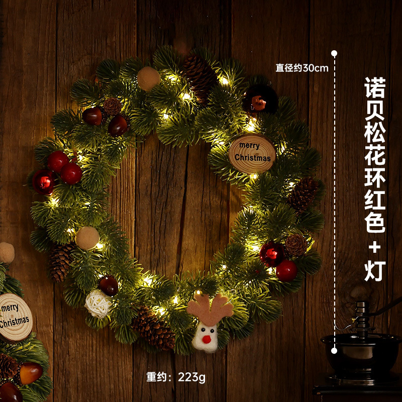 クリスマスデコレーション クリスマスリース 逆さ籐 松葉 松ぼっくり リボン 花輪 クリスマスペンダント 小さなペンダント|undefined
