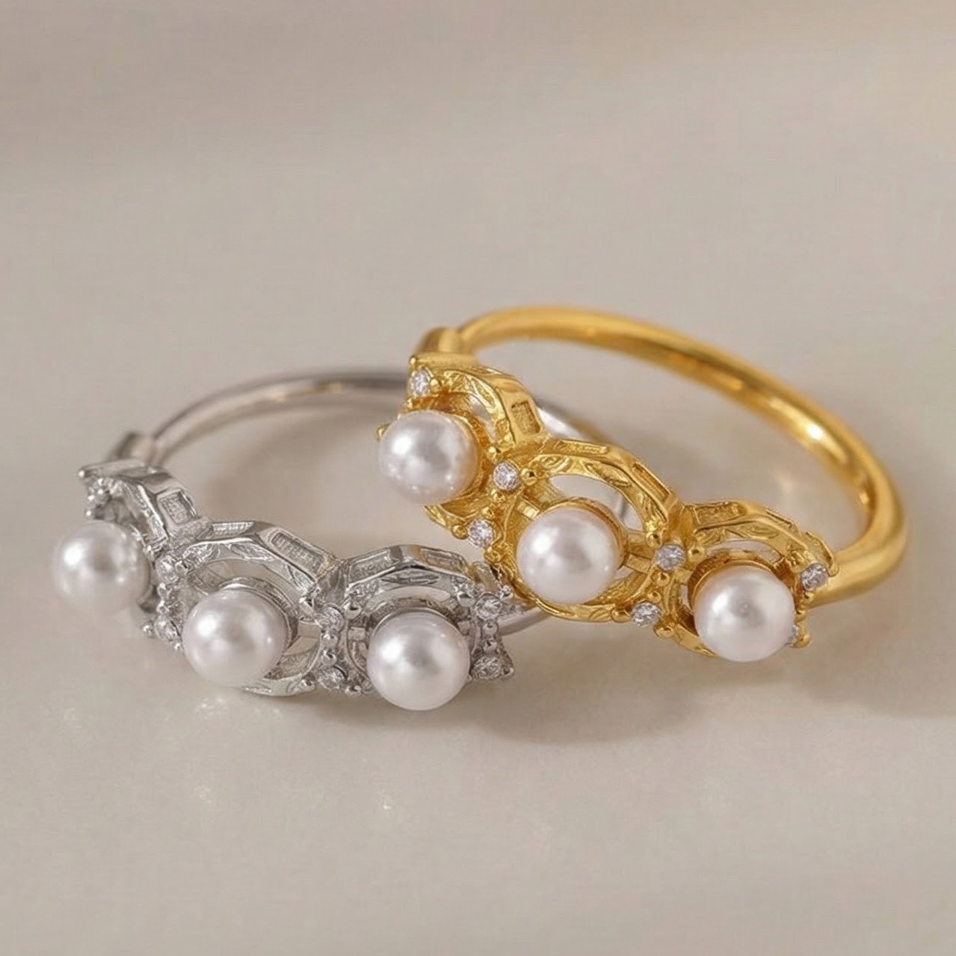 Bague Mili en acier inoxydable, perle et zircon, ouverture latérale, plaquée or véritable, tendance, luxueuse et élégante._voghion.com