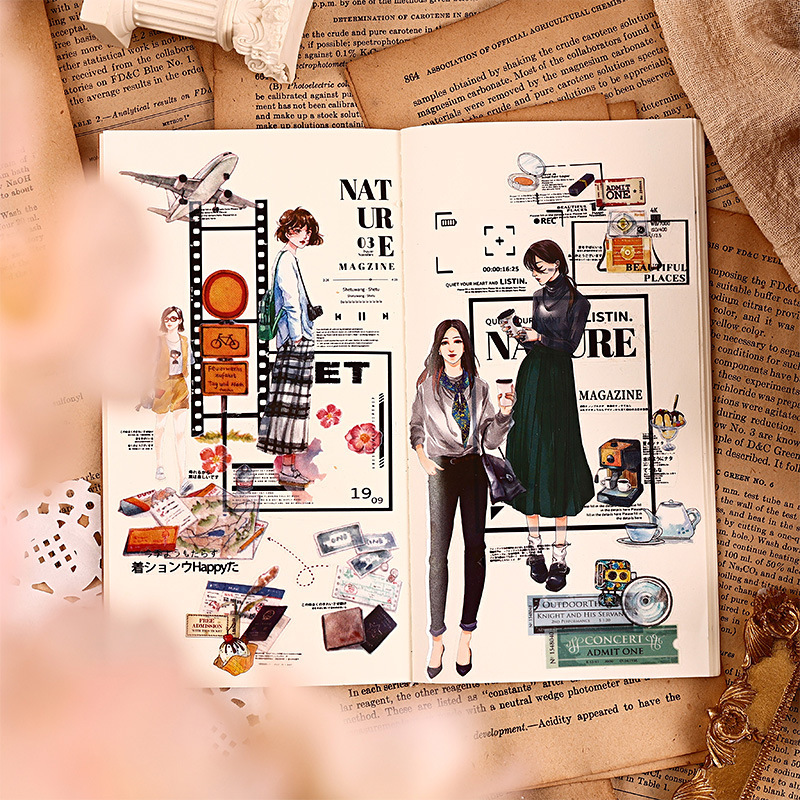 Yi Zhiwu colección transparente impermeable mascota retro pegatinas diarias DIY material de decoración de papelería transfronteriza