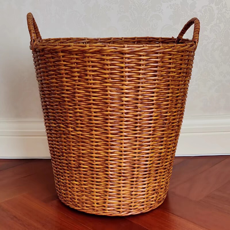 Large Thick Tube Rattan-Like Laundry Basket for Home Bathroom, Multi-Color Double-Handle Woven Basket for Clothes Storage, in Stock Large Thick Tube Rattan-Like Laundry Basket for Home Bathroom, Multi-Color Double-Handle Woven Basket for Clothes Storage, in Stock