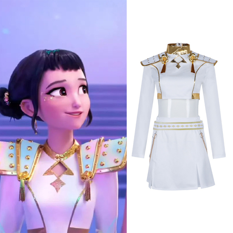 K-POP猎魔女团cos服 佐伊 米拉 鲁米cosplay舞台表演服白色打歌服|undefined