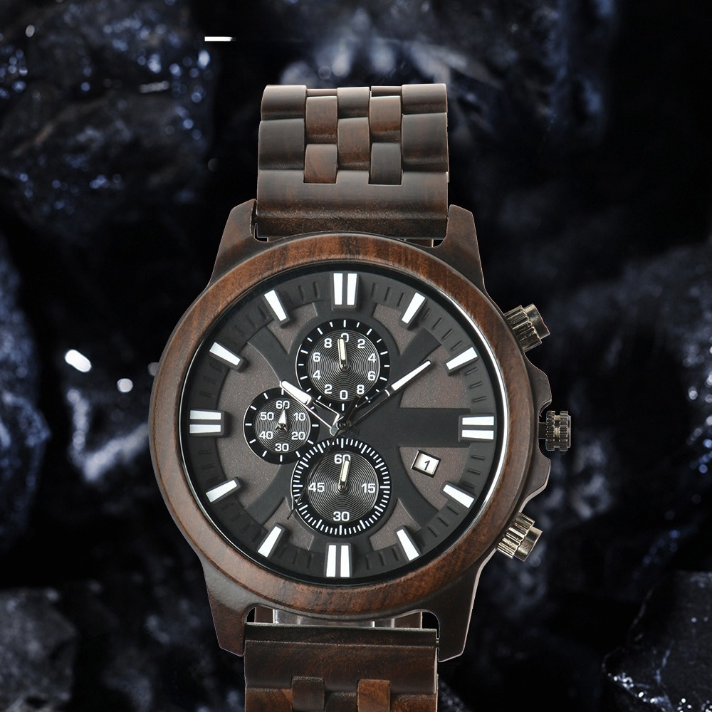 工厂批发商务男士木质手表时尚多功能木表跨境电商檀木石英手表