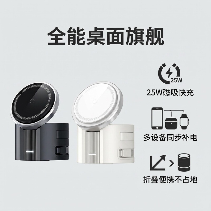 2026 New Model 25W Magnetic Wireless Charger Qi2.2 Protocol with Built-in Retractable Cable Type-C Fast Charging 2026 New Model 25W Magnetic Wireless Charger Qi2.2 Protocol with Built-in Retractable Cable Type-C Fast Charging