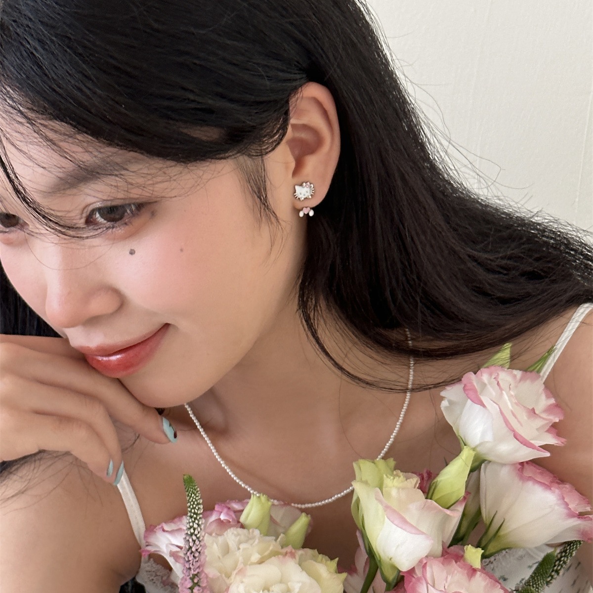 甜美可愛卡通貓咪耳釘女精緻高級感ins甜妹風銀針愛心秋季耳環新