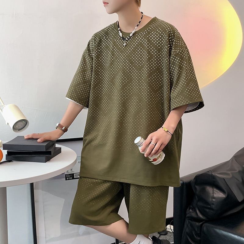 Traje deportivo casual hombre de verano camiseta de mangas cortas un juego de pantalones cortos ropa de moda 28010