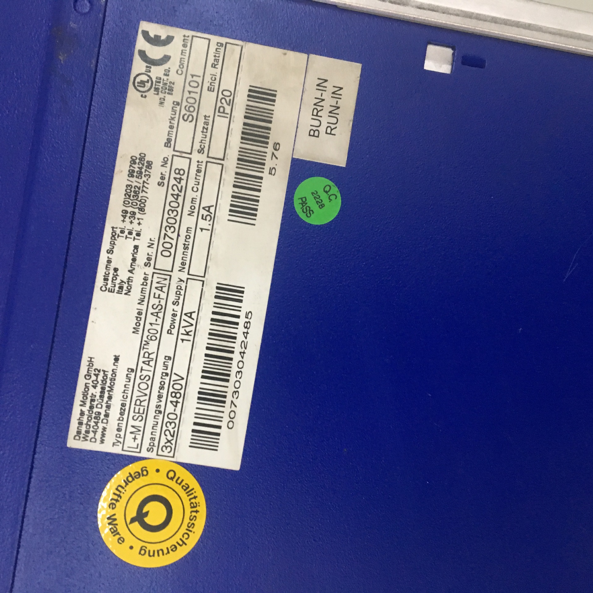 KOLLMOGEN 科尔摩根 601-AS-FAN 议价销售