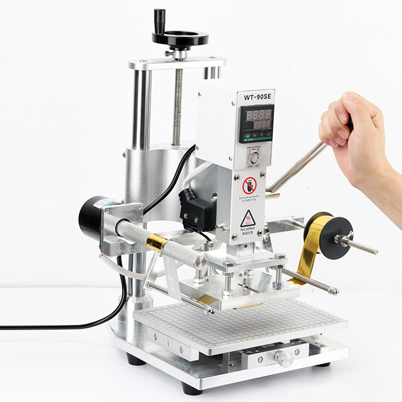 文通台式小型自动卷纸收纸热压PVC膜皮革压痕烫印压花烫金烙印机