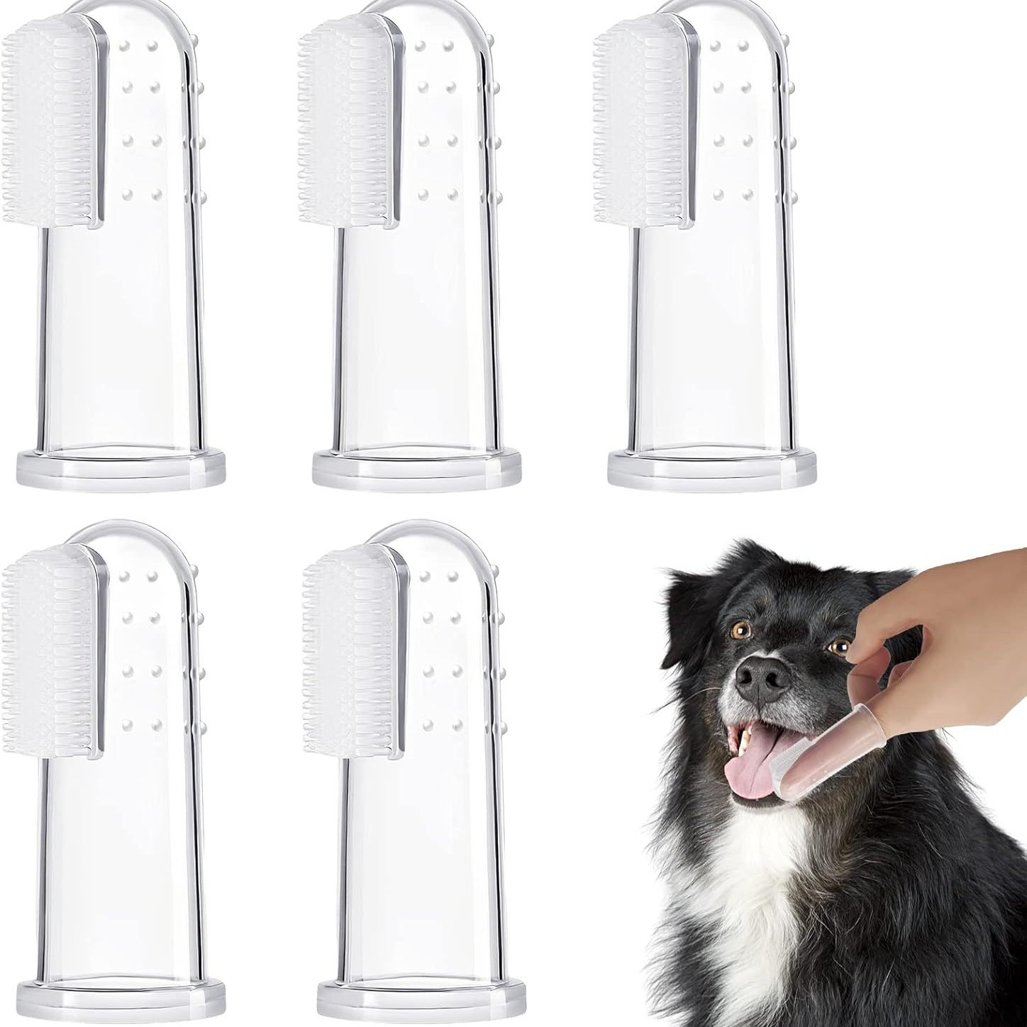 Cross-Border Pet Finger Toothbrush, Pet Toothbrush, Silicone Toothbrush, Puppy and Cat Finger Brush, Finger Toothbrush for Pets