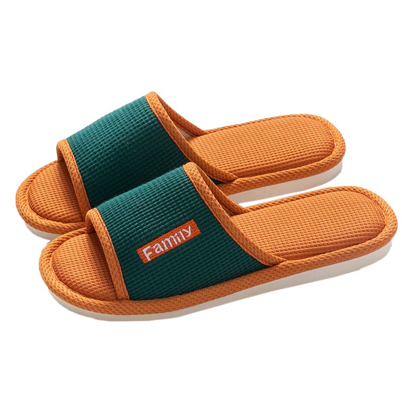 Zapatillas de lino de las mujeres de cuatro estaciones casa interior casa mudo pareja piso inferior suave antideslizante de lino de algodón sandalias de los hombres