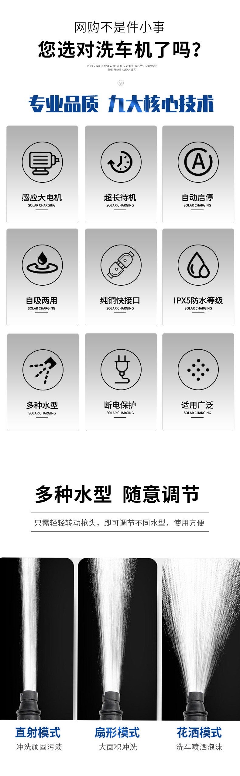 Black Cat Fully Automatic High-Pressure Car Washing Machine, High-Power 220V Household Cleaning Machine, Powerful Car Washing Tool, Car Washing Water Gun