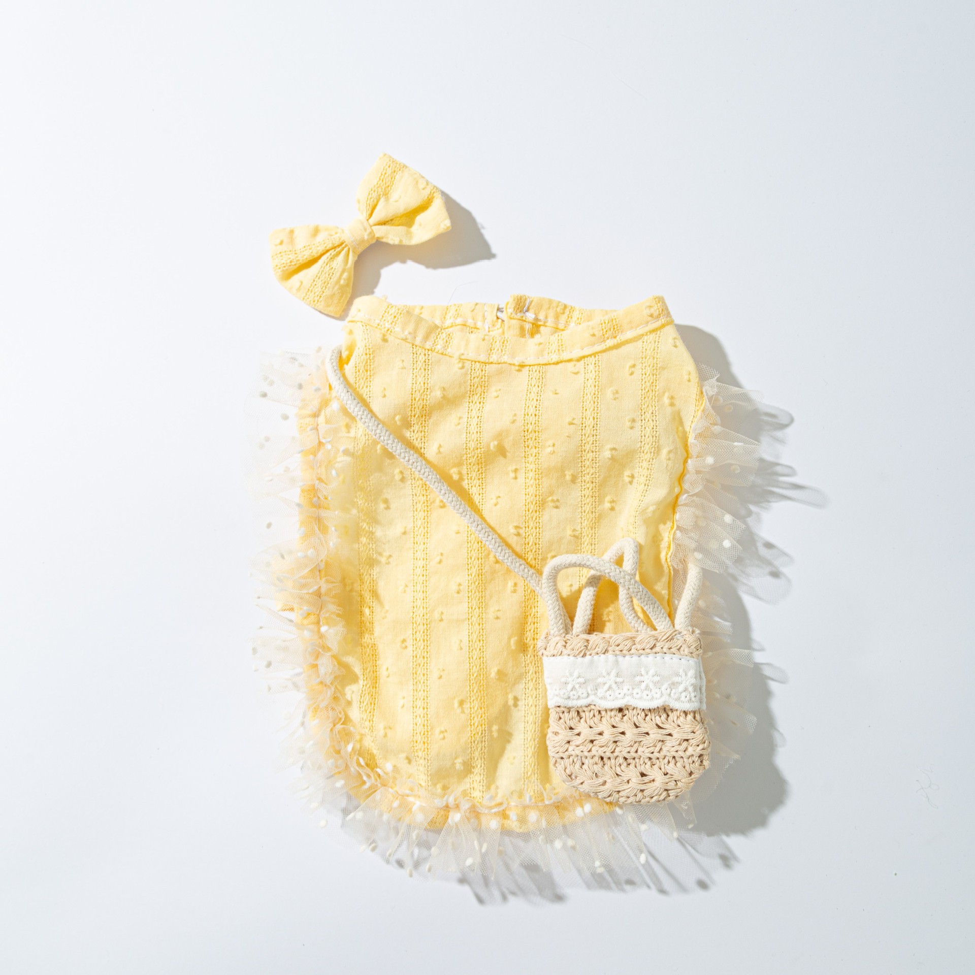 Perro pequeño de encaje amarillo Bichon vestido de princesa bolso de mensajero cachorro verano falda de hada perro mascota ropa de perro falda