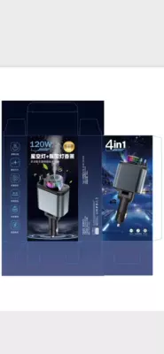 Car fast charger with starry Car mp3 - black-4-in-1-apple-slow-charger
