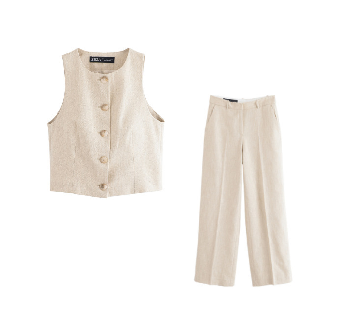 Amazon Wholesale Summer New Herringbone Twill Round Neck Vest High Waist Straight-Leg Pants Suit Women 2949761 Amazon Wholesale Summer New Herringbone Twill Round Neck Vest High Waist Straight-Leg Pants Suit Women 2949761