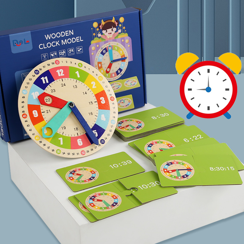 De madera para niños pequeño reloj de tiempo tablero cognitivo educación temprana juguetes educativos Jardín de Infantes Escuela Primaria primer grado Matemáticas material de enseñanza