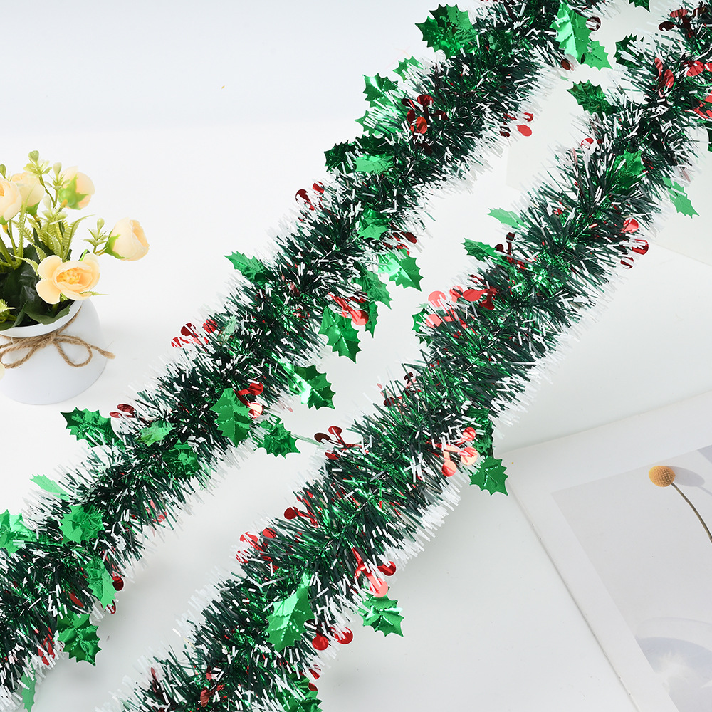 Nuevo cifrado transfronterizo Harry Leaf Red Baya Tiao Hierba Festival de Navidad Decoración Tiao de color 2 m Cifrado