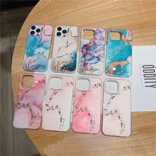 Cross-border Applicable iPhone16 Bronzing Marble Mobile Phone Case Apple 15promax All-inclusive Double Layer 14 Wholesale