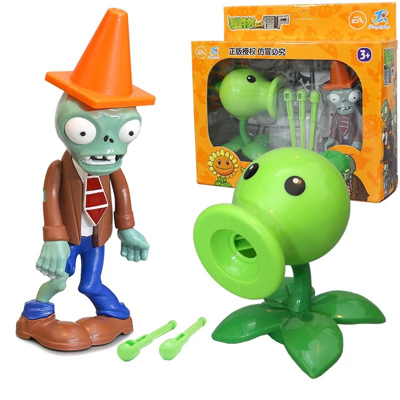 Juguetes de Plantas contra Zombis, juego completo de goma suave, lanzador de guisantes, juego para niños, regalo para niños, figuras