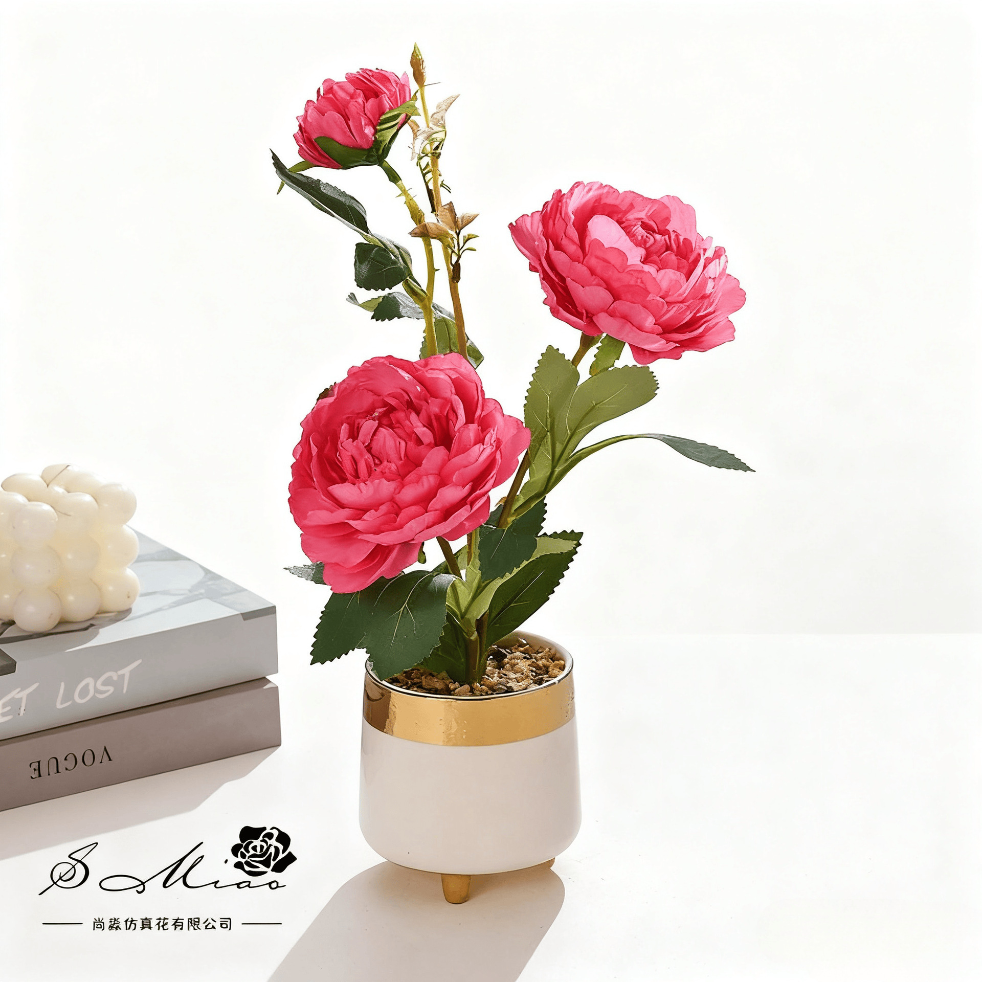 Flores falsas de alta calidad camellia pequeña flor de bonsai de moda decoración creativa plantación verde artificial simulación maceta