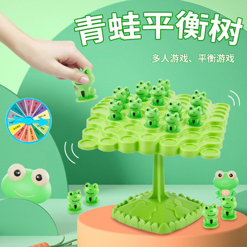 Frog Balance Tree Concentration Balance Training Toy for Children, Stack Stack Fun, Parent-Child Interactive Brain Teaser and Leisure Board Game