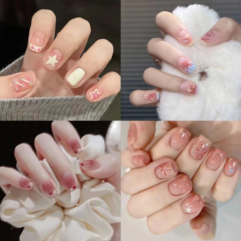 Internet Celebrity New Nail Art Wearing Armor Ins Pure Wind Long Short Wearing Nail Patch Repeatedly Removable