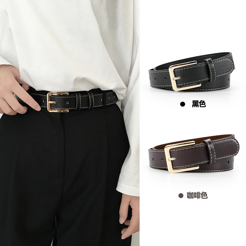 ins英伦风中性黑色女士皮带学生百搭装饰牛仔裤腰带女款休闲裤带