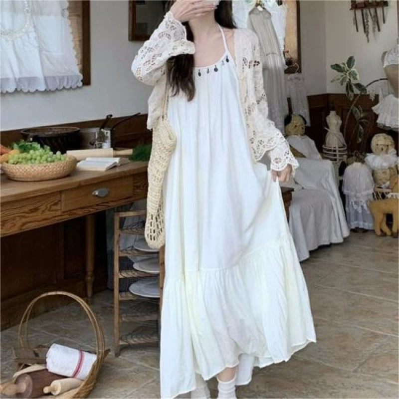 Чайный перерыв французское платье-подтяжка женская нежная летняя сказочная спина сладкая темпераментная пляжная праздничная юбка