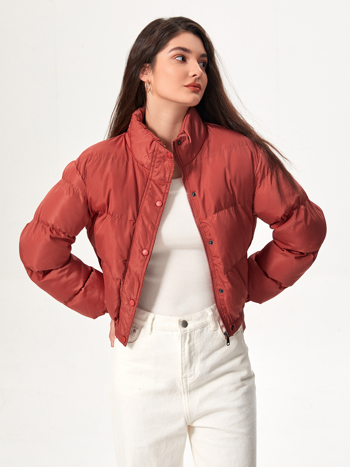 Chaqueta corta acolchada para mujer, estilo elegante y ligero