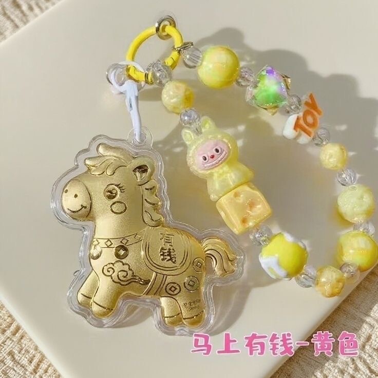 水贝爆款足金999马上有钱卡通手机链挂件挂饰钥匙扣黄金包包挂饰|undefined