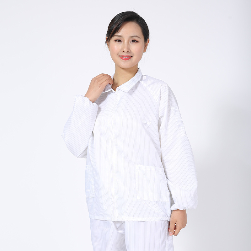青白色一枚上着ジャケット静電気防止粉塵千級クリーン服清潔服0.5mmストライプ|undefined