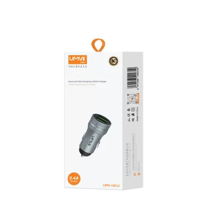 Dual USB Car Charger Cigarette Lighter Car Charger 2.4A Dual USB Output Mini Metal Car Charger 12V Car Charger (Mobil şarj cihazları) - with-packaging-black-h01u-dual-port-car-charger-24a
