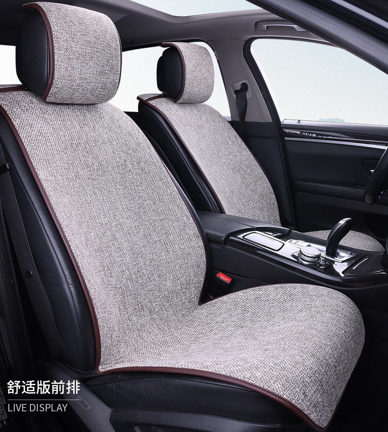 Car Seat Cushion, Universal for All Seasons, Car-Specific Cotton and Linen Thickeneded, Tie-Free Fabric Linen Single-Piece Car Seat Cushion and Chair Cover