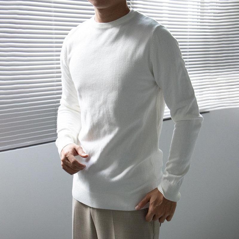Nengmeng Autumn and Winter Simple Round Neck Knitwear Men's Casual Knitwear Anti-Wrinkle Versatile Bottoming Pure Color Knitwear