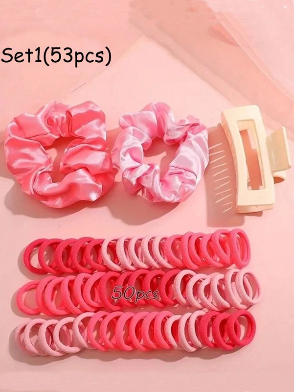 桜ピンクのクロスボーダーヨーロッパとアメリカの売れ筋ヘアピンとヘアゴムセット、ヘアゴムとヘアクリップの組み合わせヘアアクセサリー|undefined