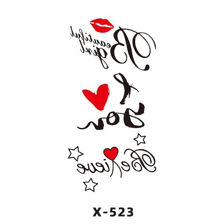 Arco de flor pequeña pegatinas de tatuaje fresco 3D dibujos animados transfronterizo Henna rosa impermeable texto en inglés pegatinas de tatuaje