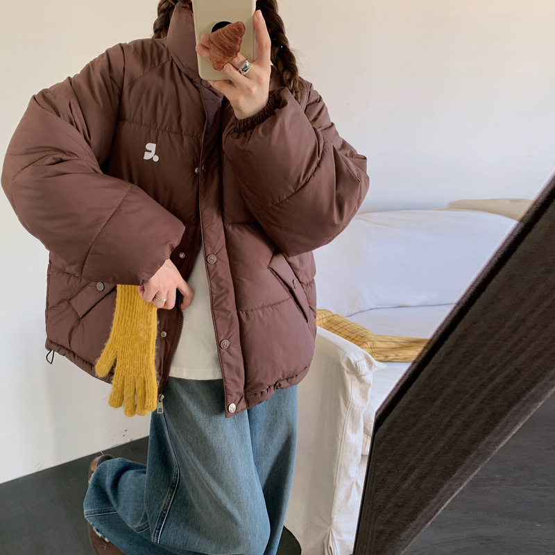 Corea del invierno 2025 nuevo pan plumón ropa de algodón mujer corta pequeña chaqueta de algodón de cuello holgado coreano
