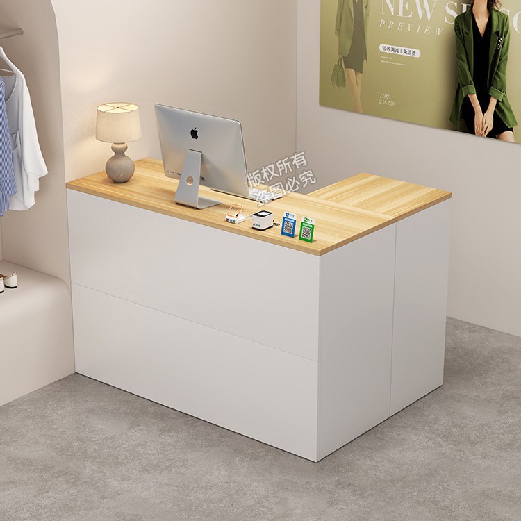 Corner Cashier Counter for Small Clothing Stores, Simple Bar Counter for Women's Clothing Stores, Beauty Salon Front Desk Counter, L-Shaped Reception Desk