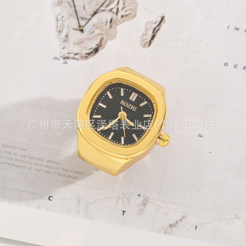 Cross-Border Foreign Trade Website Hot-Selling Square Fashion Ring Watch Jewelry Can See the Time Hot-Selling Ring Watch
