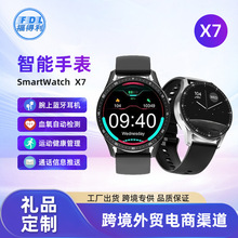 跨境X7智能手表无线蓝牙音乐运动二合一可通话心率监测成人手表