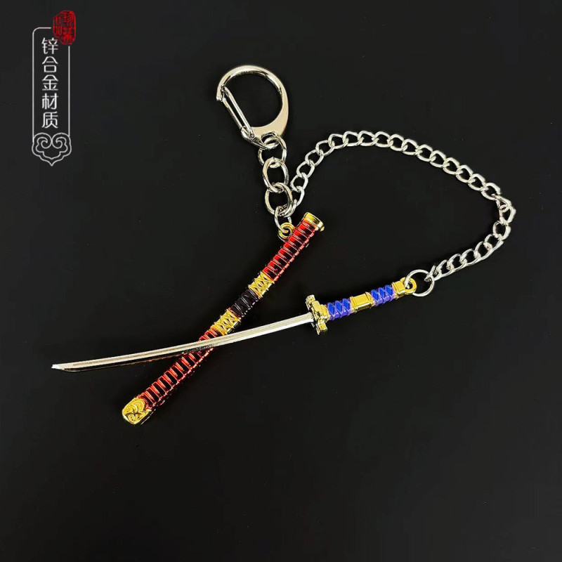 海贼索隆刀9cm迷你武士刀金属兵器动漫周边秋水雪走钥匙扣挂件|undefined