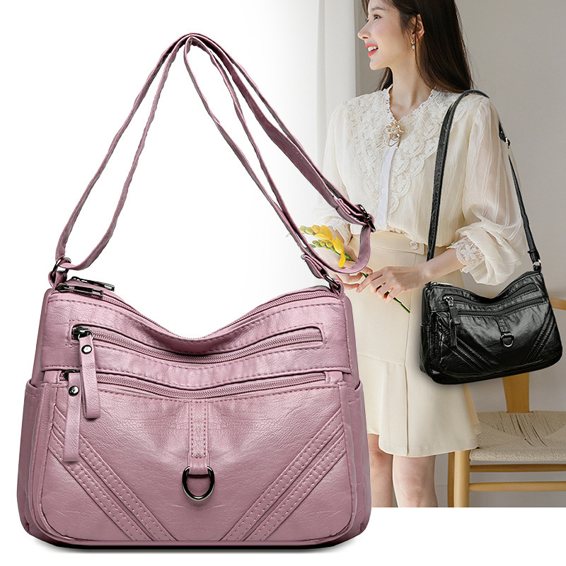 Cross-Border Export Bags for Women 2025 New Soft Leather Crossbody Mother Bag Large Capacity Multi-Layer Simple Commuter Shoulder Bag Cross-Border Export Bags for Women 2025 New Soft Leather Crossbody Mother Bag Large Capacity Multi-Layer Simple Commuter Shoulder Bag